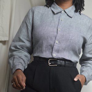 SOLD Vintage Linen Houndstooth Top